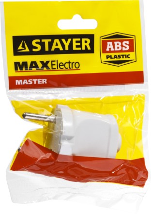 Вилка MAXElectro электрическая, 6А/220В, белая, STAYER 55150-W купить в Уфе