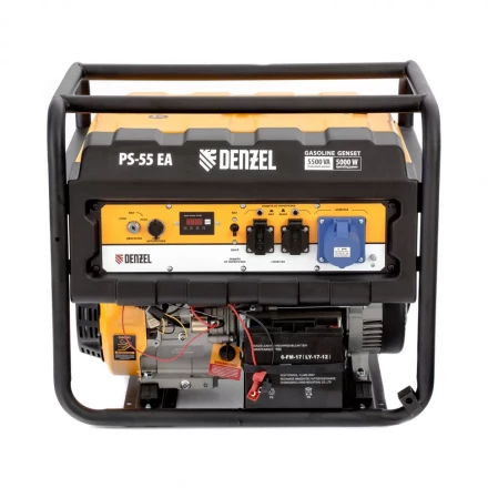 Генератор бензиновый PS 55 EA, 5.5 кВт, 230 В, 25 л, коннектор автоматики 5 PIN, электростартер Denzel 9468743 купить в Уфе