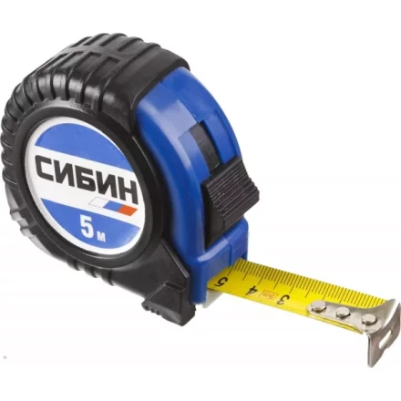 Рулетка СИБИН, обрезиненный пластиковый корпус, 5м/25мм 34019-05-25 купить в Уфе