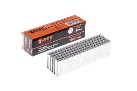 Скобы для степлера WESTER 826-019 32 мм, тип 18GA, 1000 шт. купить в Уфе