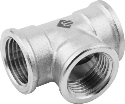 Тройник ЗУБР &quot;ЭКСПЕРТ&quot;, никелированная латунь, г/г/г, 1/2&quot; 51252-1/2 купить в Уфе