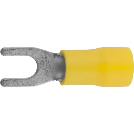 Наконечник СВЕТОЗАР для кабеля, изолированный, с вилкой, желтый, вн. d 4,3мм, под болт 8мм, провод 4-6мм2, 48А, 10шт 49420-60 купить в Уфе