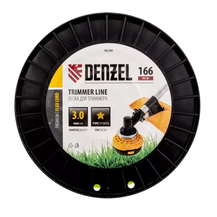 Леска для триммера звезда Denzel, 3,0мм х 166м, на DIN катушке FLEX CORD, 96288 купить в Уфе