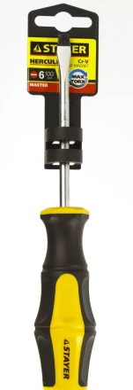 Отвертка STAYER "MASTER" "HERCULES", Сr-V, противоскользящая рукоятка, SL6,0x100мм 25051-06-10_z02 купить в Уфе