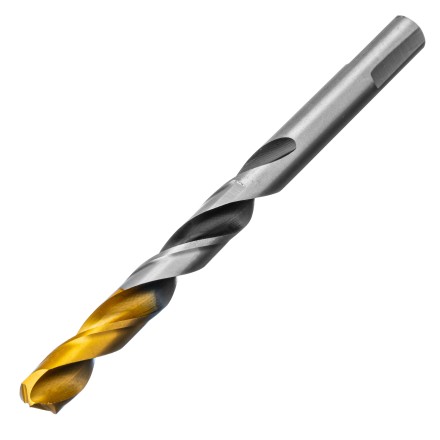 Сверло спиральное по металлу Denzel 10 x 133мм, Р6М5, Golden Tip, многогранная заточка, 718285 купить в Уфе