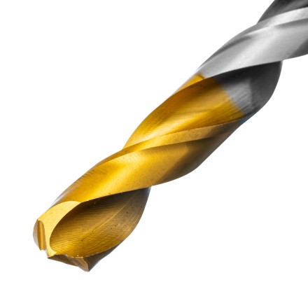 Сверло спиральное по металлу Denzel 10 x 133мм, Р6М5, Golden Tip, многогранная заточка, 718285 купить в Уфе