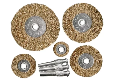 Набор щеток для дрели 5 шт 5 плоских 25-38-50-63-75 мм со шпильками металлические MATRIX 74494 купить в Уфе