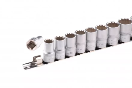 Набор торцевых головок 1/2 двенадцатигранные CrV 10 шт 10-24 мм Stels 13638 купить в Уфе