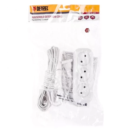 Удлинитель бытовой без заземления 7 м 3 розетки 6 А серия УХ6 Denzel 95928 купить в Уфе