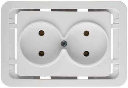 Розетка СВЕТОЗАР &quot;ГАММА&quot; двойная, цвет белый, 16А/~250В SV-54102-W купить в Уфе