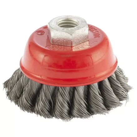 Щетка для УШМ 75 мм М14 &quot;чашка&quot; двухрядная крученая проволока 0,8 мм MTX 74686 купить в Уфе