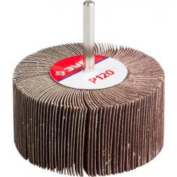 Круг шлифовальный ЗУБР "МАСТЕР" веерный лепестковый, на шпильке, тип КЛО, зерно-электрокорунд нормальный, P120, 40х80мм 36604-120