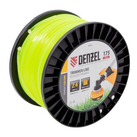 Леска для триммера квадрат Denzel, 2,4мм х 175м, на DIN катушке FLEX CORD, 96292 купить в Уфе