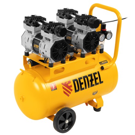 Компрессор безмасляный, малошумный Denzel DLS 1500/50, 1500 ВТ, 2x750, 50 л, 260 л/мин купить в Уфе