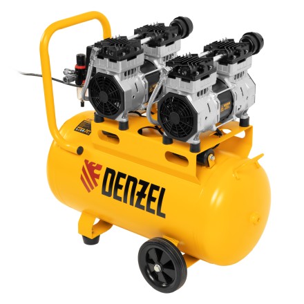 Компрессор безмасляный, малошумный Denzel DLS 1500/50, 1500 ВТ, 2x750, 50 л, 260 л/мин купить в Уфе