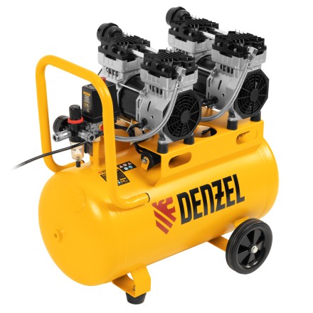 Компрессор безмасляный, малошумный Denzel DLS 1500/50, 1500 ВТ, 2x750, 50 л, 260 л/мин купить в Уфе