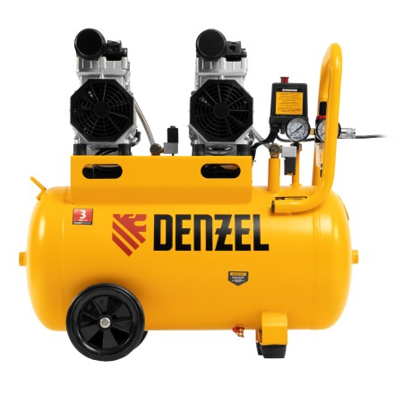 Компрессор безмасляный, малошумный Denzel DLS 1500/50, 1500 ВТ, 2x750, 50 л, 260 л/мин купить в Уфе