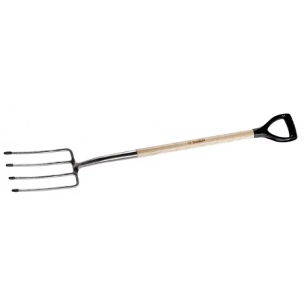 Вилы ЗУБР &quot;ЭКСПЕРТ&quot; садовые из нержавеющей стали, деревянный черенок из ясеня, пластиковая рукоятка, 290х180х1200мм 4-39445 купить в Уфе