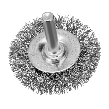 Набор щеток для дрели, 1 Плоская 50мм, 2 Чашки 25-50мм, шпилька, нерж. вит. проволока Denzel 74491 купить в Уфе