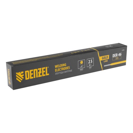 Электроды Denzel DER-46 Goldline, диам. 3 мм, 2,5 кг, рутил-целлюлозное покрытие 97506 купить в Уфе