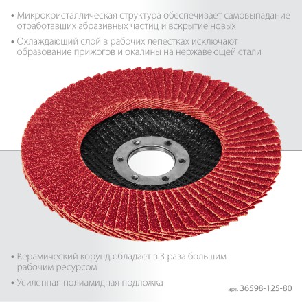 Круги лепестковые керамические торцевые 36598-125-80 купить в Уфе