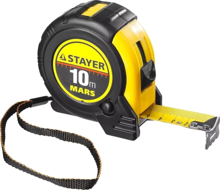 Рулетка STAYER "PROFI" "MARS", обрезиненный корпус, утолщенное полотно, 10мх25мм 34131-10_z01 купить в Уфе