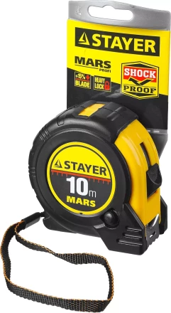 Рулетка STAYER "PROFI" "MARS", обрезиненный корпус, утолщенное полотно, 10мх25мм 34131-10_z01 купить в Уфе