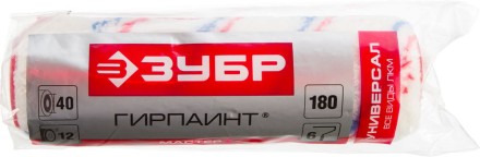 Ролик сменный ЗУБР &quot;МАСТЕР&quot; &quot;ГИРПАИНТ&quot;, полиакрил 12мм, ручка 6мм, d=40/180мм 02510-18_z01 купить в Уфе