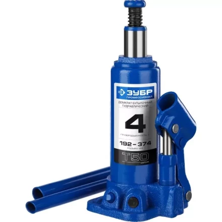 Домкрат гидравлический бутылочный T50, 4т, 192-374мм, ЗУБР Профессионал 43060-4 43060-4_z01 купить в Уфе