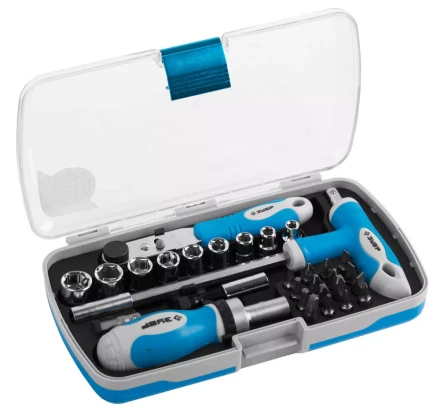 Набор ЗУБР Отвертка &quot;ЭКСПЕРТ&quot; реверс.с насадками, 2-хкомпон. ручка,битодерж. с Т-образ. ручкой, в пласт. боксе, 30 пред 25286-H30 купить в Уфе