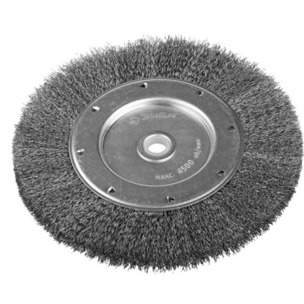 ЗУБР &quot;ЭКСПЕРТ&quot;. Щетка дисковая для точильно-шлифовального станка, витая стальная проволока 0,3мм, 200х12,7мм 35185-200_z01 купить в Уфе