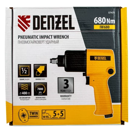 Ударный пневмогайковерт IW680, 1/2&quot;, 7000 об/мин, 680 Нм Denzel 57471 купить в Уфе