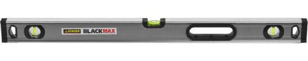 Уровень STAYER &quot;PROFESSIONAL&quot; &quot;BlackMax&quot; коробчатый усиленный с ручками, утолщенный особопроч профиль, 0,5мм/м, 3 ампулы, 80см 3475-080 купить в Уфе