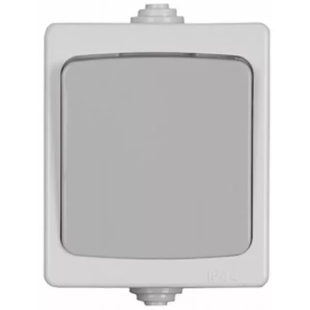 Выключатель СВЕТОЗАР &quot;АВРОРА&quot; проходной, одноклавишный, IP44, цвет серо-белый, 10А/~250В SV-54340-W купить в Уфе