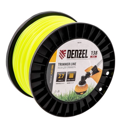 Леска для триммера квадрат Denzel, 2,7м х 138м, на DIN катушке FLEX CORD, 96293 купить в Уфе