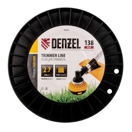 Леска для триммера квадрат Denzel, 2,7м х 138м, на DIN катушке FLEX CORD, 96293 купить в Уфе