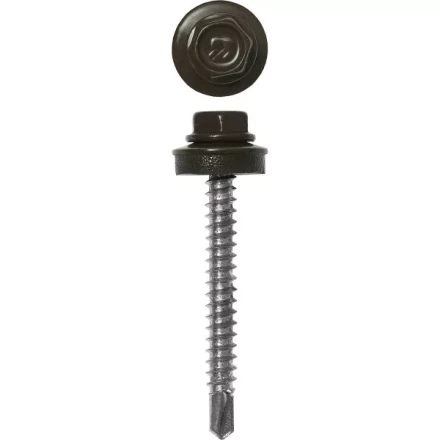 Саморезы ЗУБР окраш., RAL 8028 земел.-коричн., для крепл. кров. матер. к дерев. обреш., 4.8x60мм, 200шт 4-300315-48-060-8028 купить в Уфе