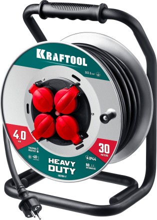 Силовые удлинители на стальной катушке  HEAVY DUTY 4.0, кабель КГ 3х2,5 кв мм 55086-30 купить в Уфе