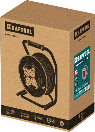 Силовые удлинители на стальной катушке  HEAVY DUTY 4.0, кабель КГ 3х2,5 кв мм 55086-30 купить в Уфе