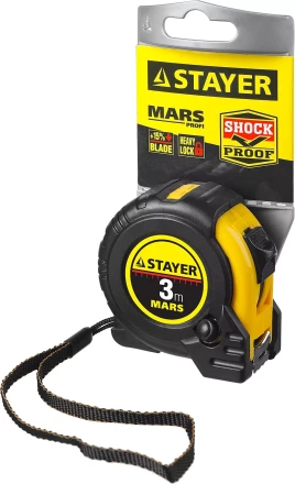 Рулетка STAYER &quot;PROFI&quot; &quot;MARS&quot;, обрезиненный корпус, утолщенное полотно, 3мх16мм 34131-03_z01 купить в Уфе