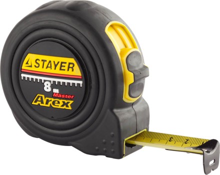 Рулетка STAYER &quot;PROFI&quot; &quot;AREX&quot;, двухкомпонентный противоударный корпус, упрочненное полотно, 8м/25мм 3410-08_z01 купить в Уфе