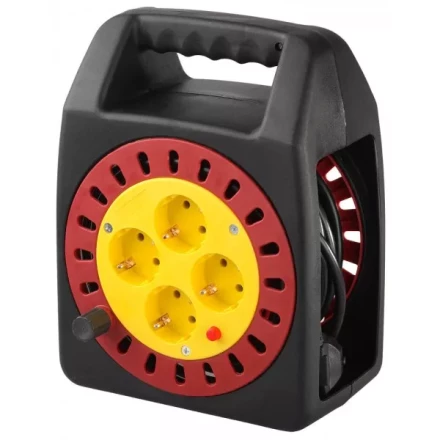 Удлинитель электрический с заземлением на катушке, евро, 4 гнезда, 10м, СВЕТОЗАР SV-55081-10 купить в Уфе