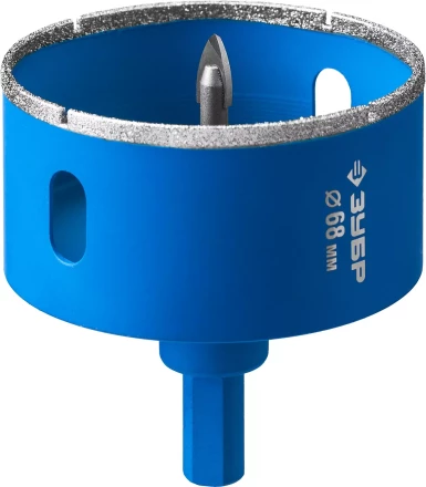 Коронка ЗУБР алмазная в сборе по кафелю, керамике с центрирующим сверлом и имбусовым ключом, зерно 60, 68мм 29850-68 купить в Уфе