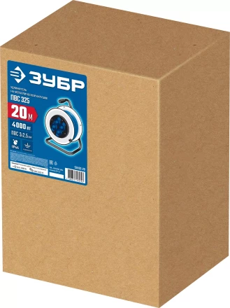 ЗУБР ПВС-325, ПВС, 3 x 2.5 мм2, 20 м, 4000 Вт, IP44, силовой удлинитель на стальной катушке, Профессионал (55102-20) купить в Уфе