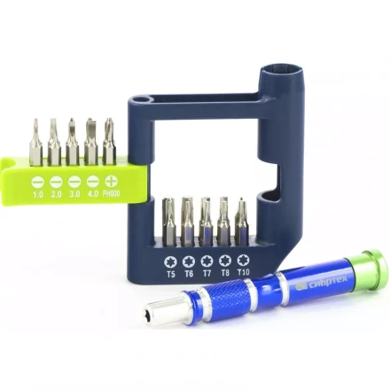 Отвёртка для точных работ с набором бит 21 штук CrV Сибртех 13334 купить в Уфе