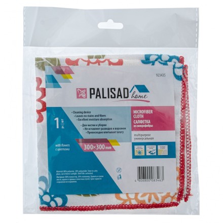 Салфетка из микрофибры универсальная Home Palisad 923435, 300 х 300 мм, с цветами купить в Уфе