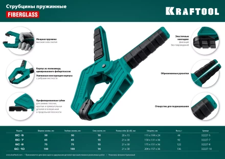 Струбцина KRAFTOOL SC-xx, пружинная 32227-10 купить в Уфе