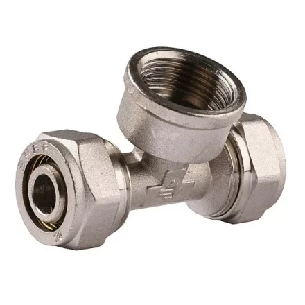 Тройник ЗУБР &quot;ЭКСПЕРТ&quot;, никелированная латунь, ш/ш/ш, 1/2&quot; 51251-1/2 купить в Уфе