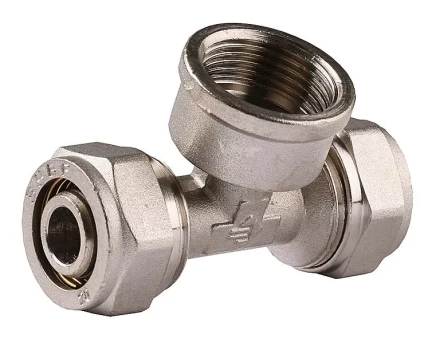 Тройник ЗУБР &quot;ЭКСПЕРТ&quot;, никелированная латунь, ш/ш/ш, 1/2&quot; 51251-1/2 купить в Уфе