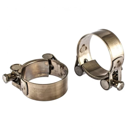 Хомуты металлические силовые 48-51 мм ширина 22 мм шарнирный W4 2 шт Сибртех 475393 купить в Уфе
